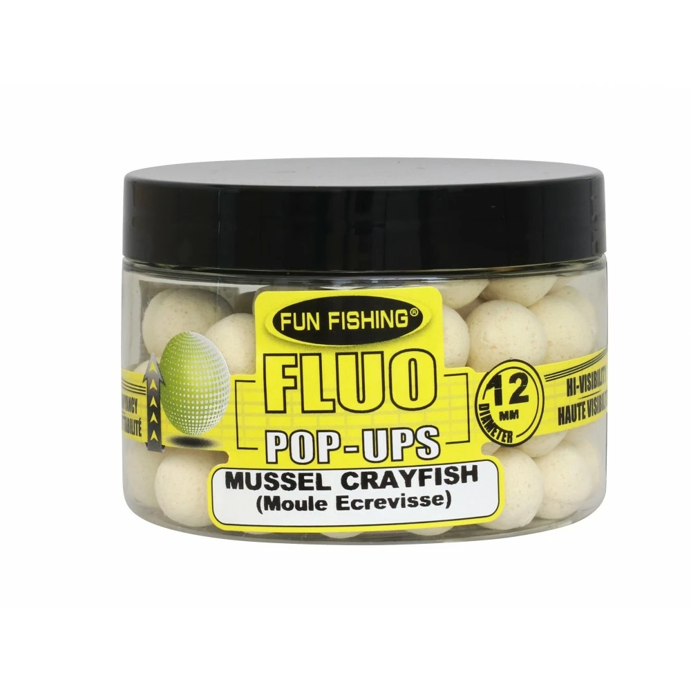 Fluo Pop Ups Moule Ecrevisse Blanc 12mm 55g FUN FISHING